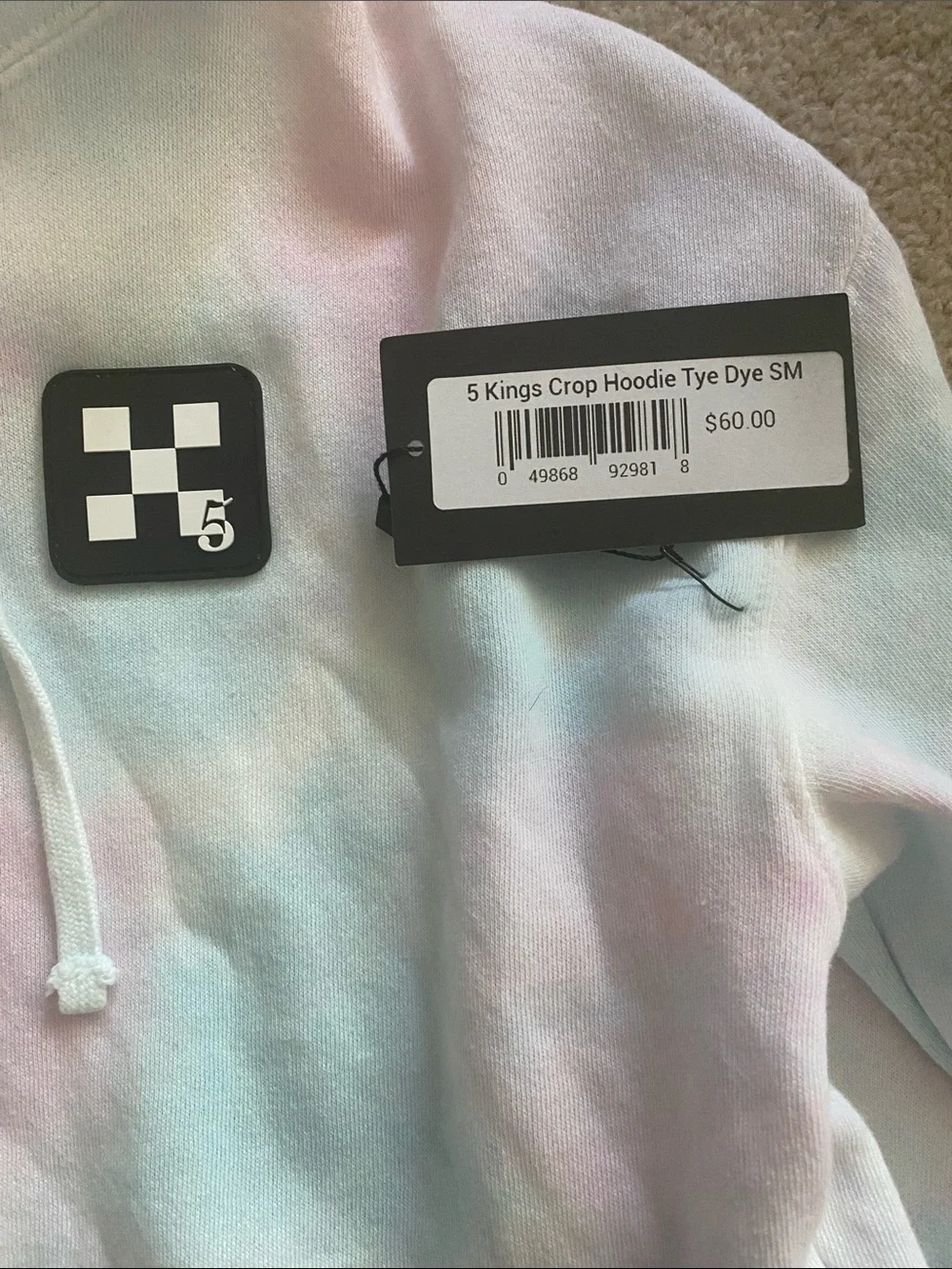 5 kings crop tye dye hoodie size Small/medium   NWT - Picture 7 of 7
